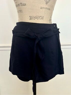 Express Navy Midi Linen Blend Dress Shorts